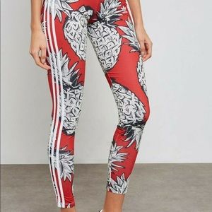 Red Adidas Originals Pineapple Print Farm Tights